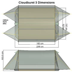 Tarptent Cloudburst 3 -Camping Verkäufe cb3 dimensions
